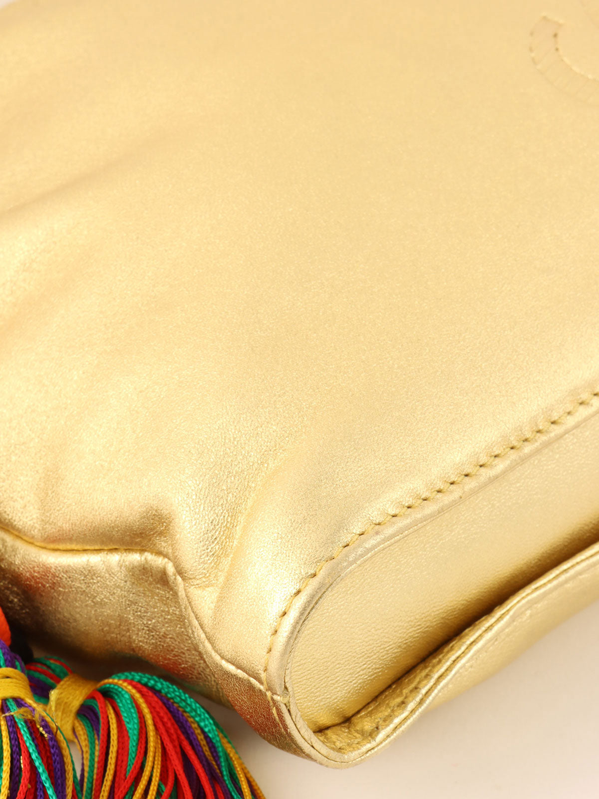 Anagram Embossed Tassel Shoulder Bag  Gold