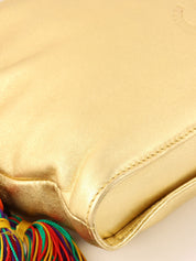 Anagram Embossed Tassel Shoulder Bag  Gold