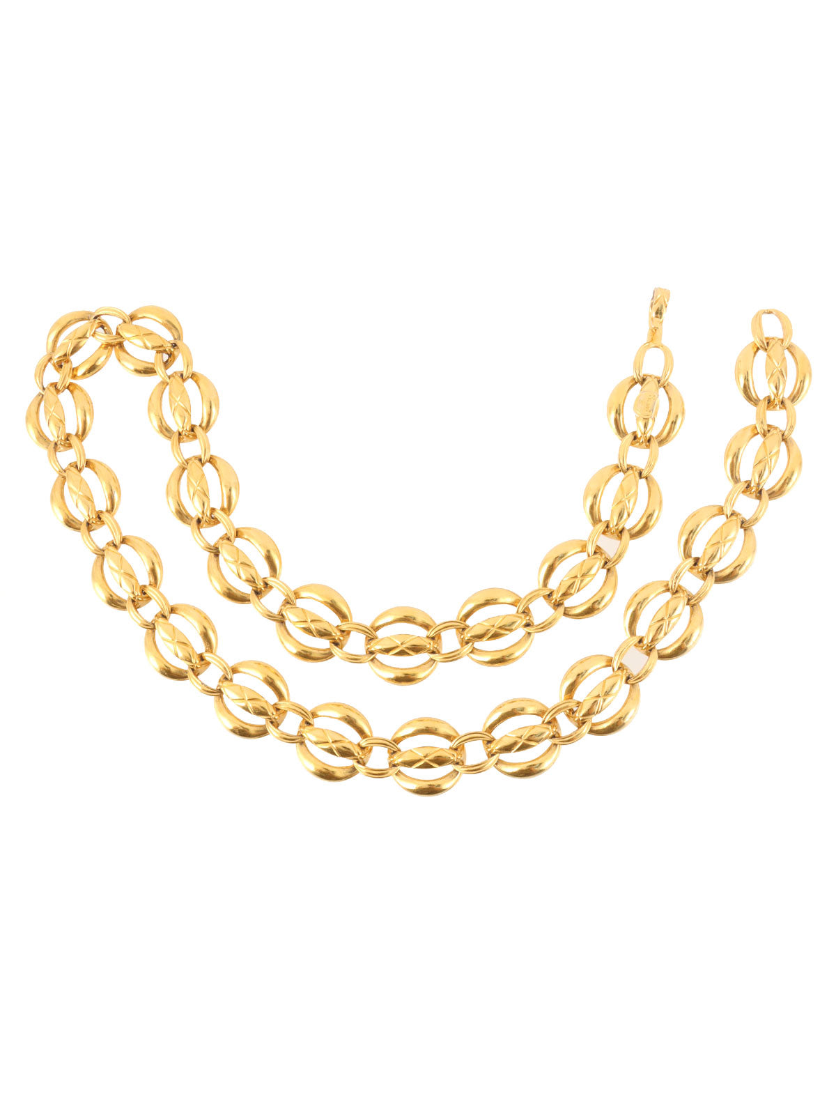 Circle Matelasse Stitch Chain Belt Gold
