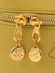 1998年頃製 キャビアスキンCCマークステッチバニティ ライムイエロー