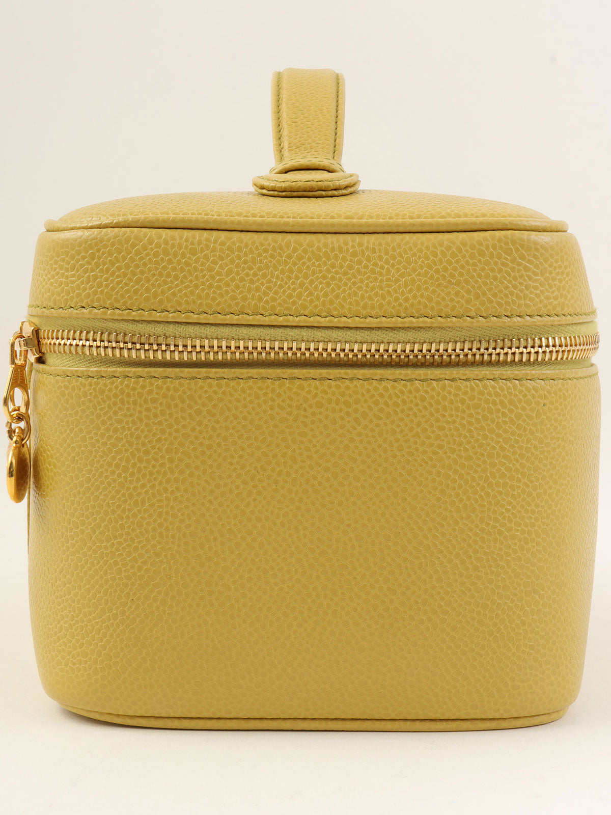 1998年頃製 キャビアスキンCCマークステッチバニティ ライムイエロー