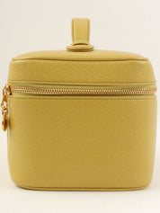 1998年頃製 キャビアスキンCCマークステッチバニティ ライムイエロー