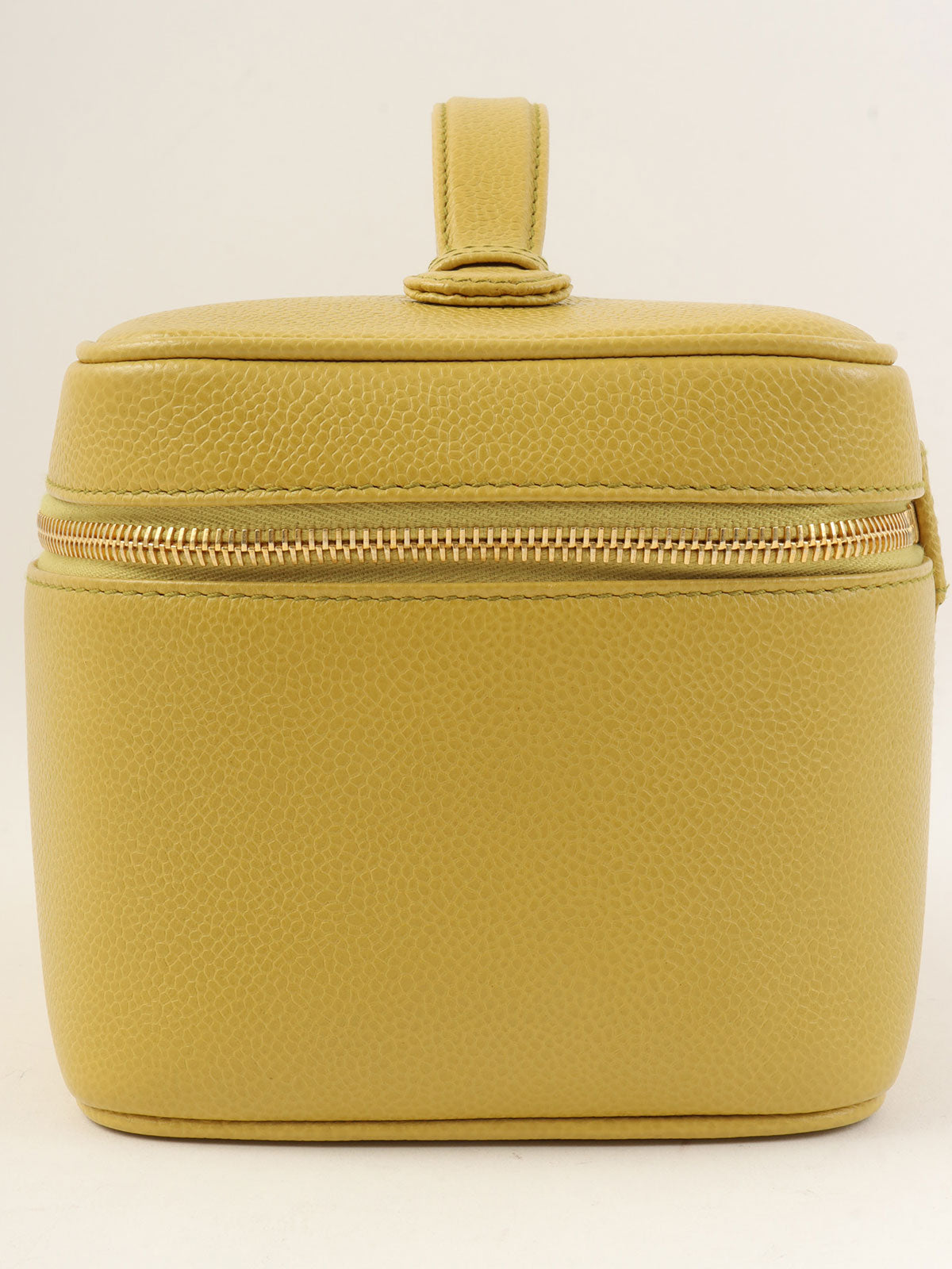 1998年頃製 キャビアスキンCCマークステッチバニティ ライムイエロー