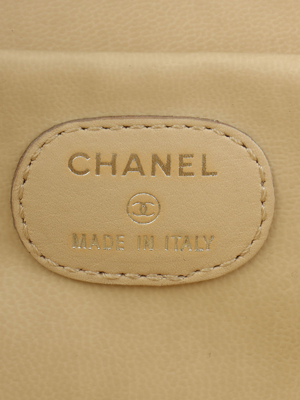 1998年頃製 キャビアスキンCCマークステッチバニティ ライムイエロー