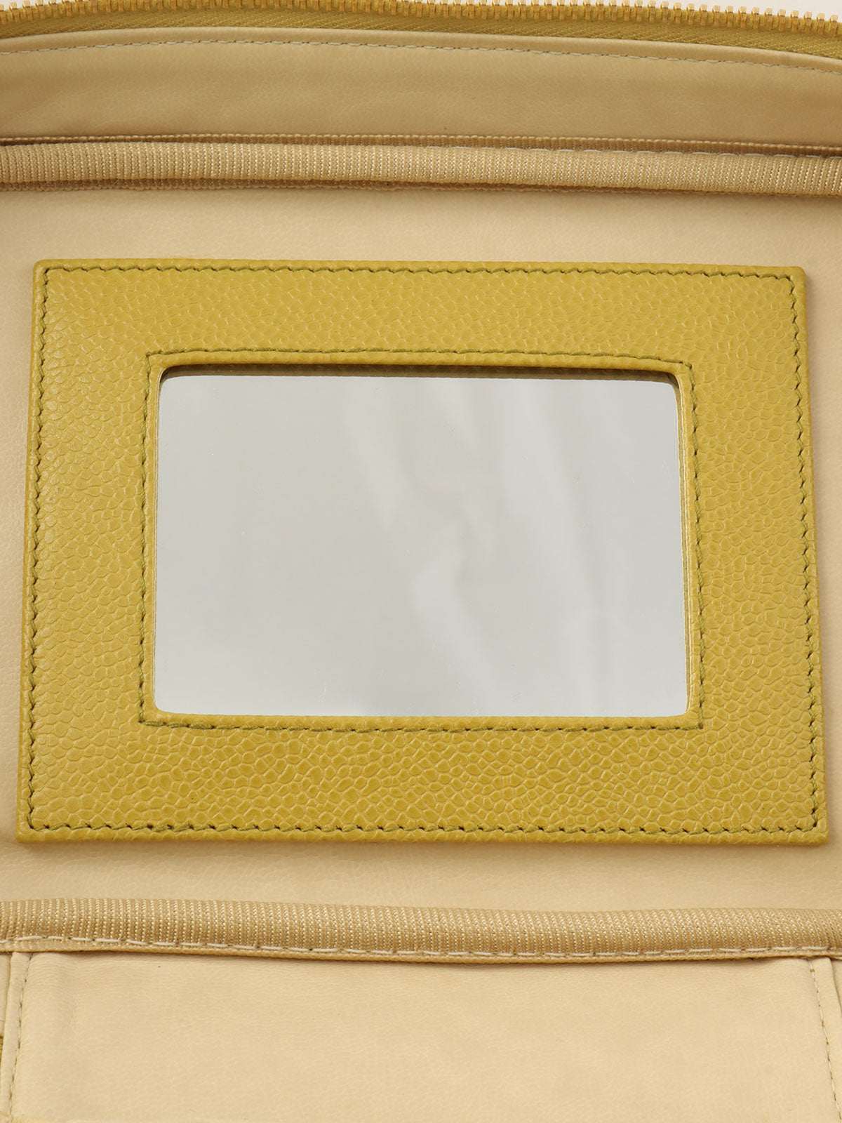 1998年頃製 キャビアスキンCCマークステッチバニティ ライムイエロー