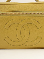 1998年頃製 キャビアスキンCCマークステッチバニティ ライムイエロー