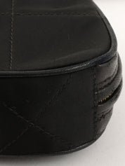 1990s satin leather combination CC mark stitch pouch in black