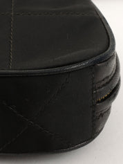 1990s satin leather combination CC mark stitch pouch in black
