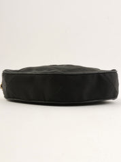 1990s satin leather combination CC mark stitch pouch in black