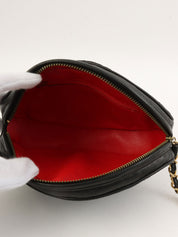 1990s satin leather combination CC mark stitch pouch in black