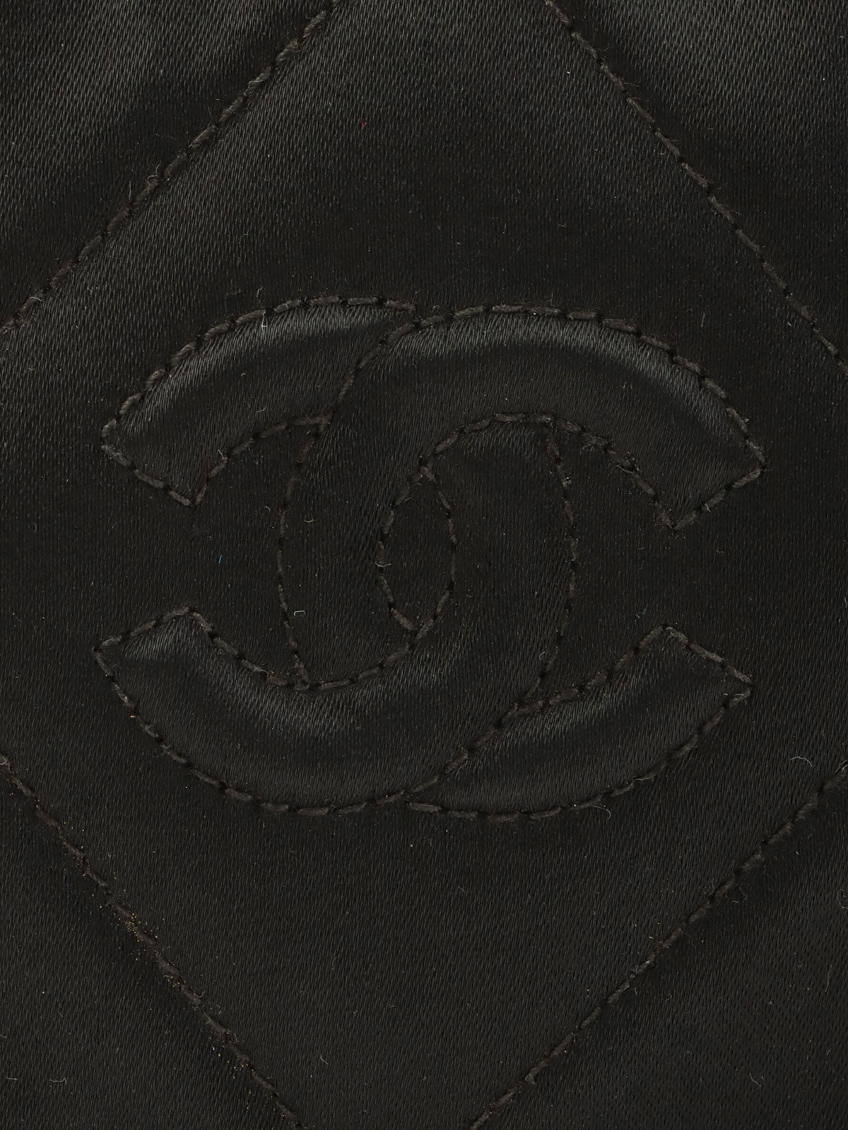 1990年頃製 サテンレザーコンビCCマークステッチポーチ ブラック