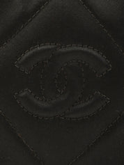 1990s satin leather combination CC mark stitch pouch in black