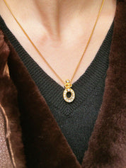 ラインストーンオーバルロゴカットアウトネックレス ゴールド