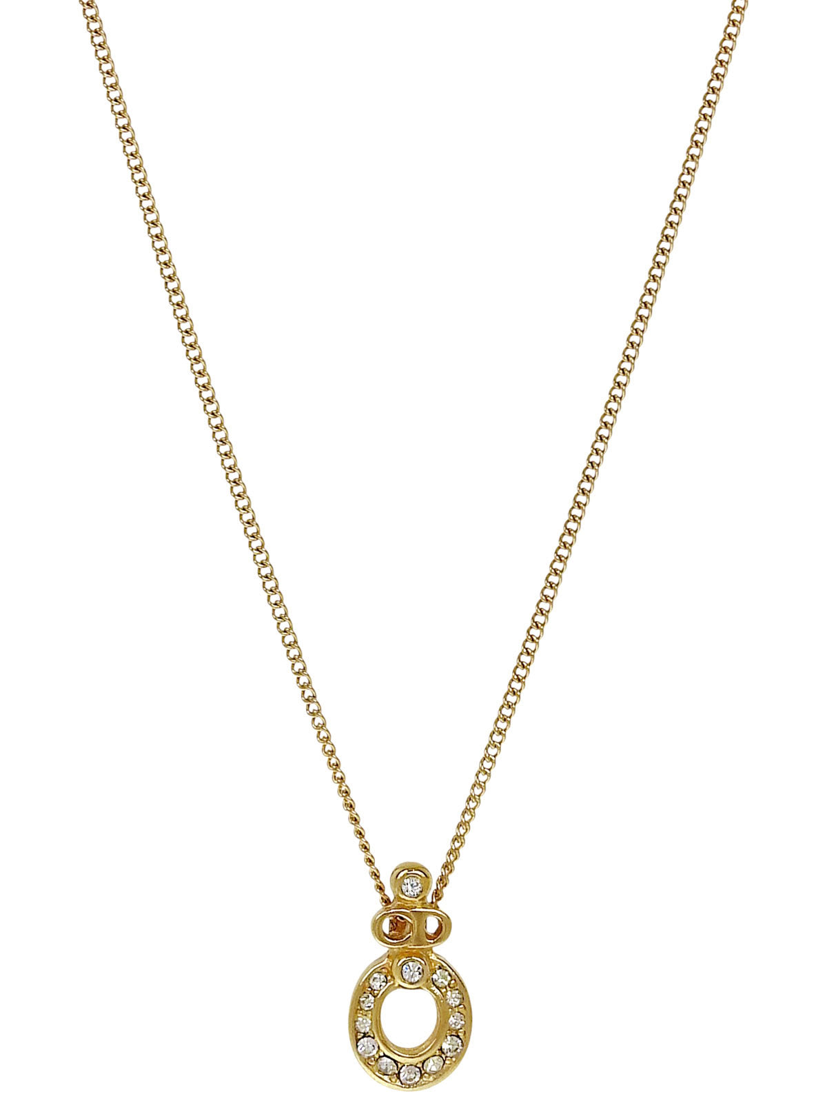 ラインストーンオーバルロゴカットアウトネックレス ゴールド