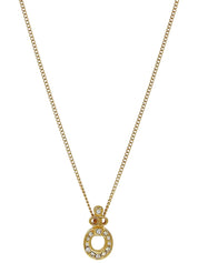 ラインストーンオーバルロゴカットアウトネックレス ゴールド