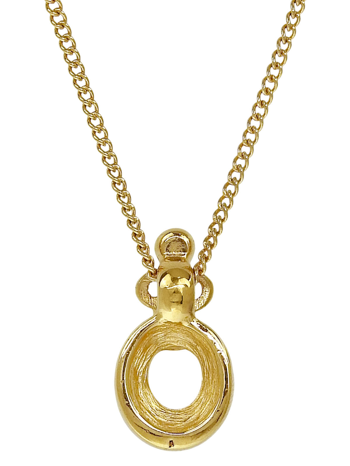 ラインストーンオーバルロゴカットアウトネックレス ゴールド