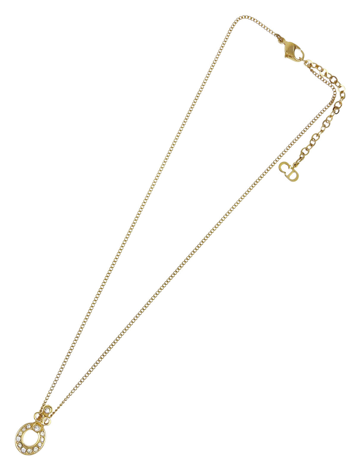 Rhinestone Oval Logo Cutout Necklace in Gold