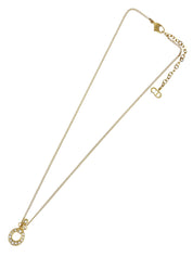 Rhinestone Oval Logo Cutout Necklace in Gold