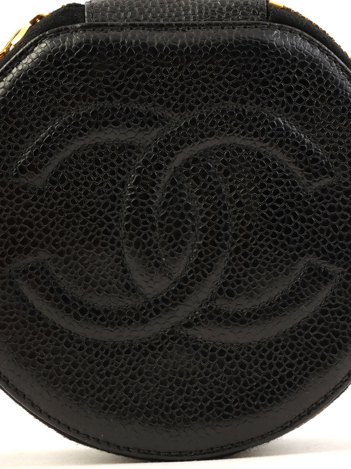1992 Caviar Skin CC Mark Stitch Jewelry Case, Black