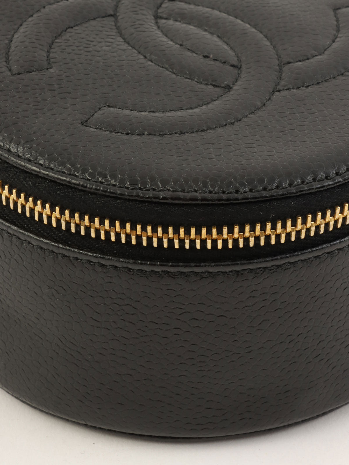 1992 Caviar Skin CC Mark Stitch Jewelry Case, Black