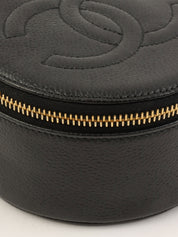 1992 Caviar Skin CC Mark Stitch Jewelry Case, Black