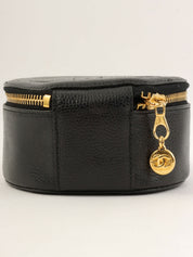 1992 Caviar Skin CC Mark Stitch Jewelry Case, Black