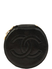 1992年頃製 キャビアスキンCCマークステッチジュエリーケース ブラック