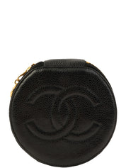 1992 Caviar Skin CC Mark Stitch Jewelry Case, Black