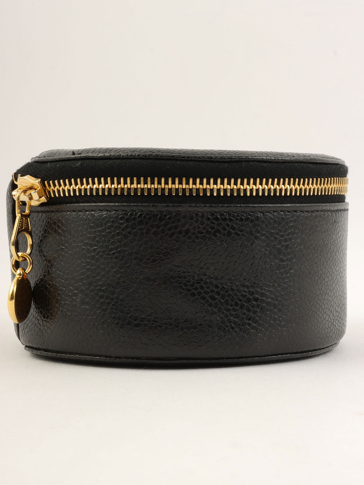 1992年頃製 キャビアスキンCCマークステッチジュエリーケース ブラック