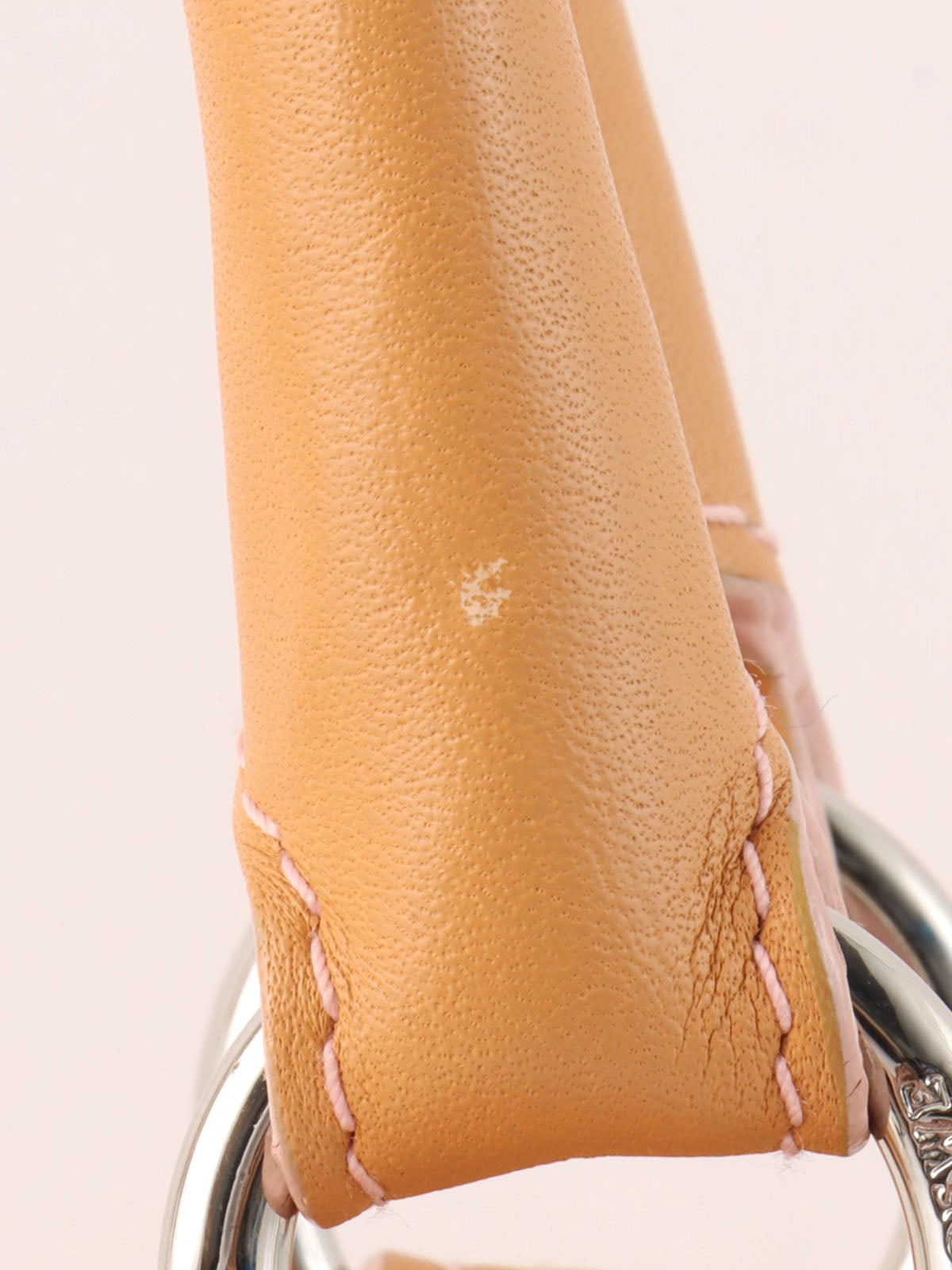 Suede Leather Combi Anagram Pattern Handbag in Camel