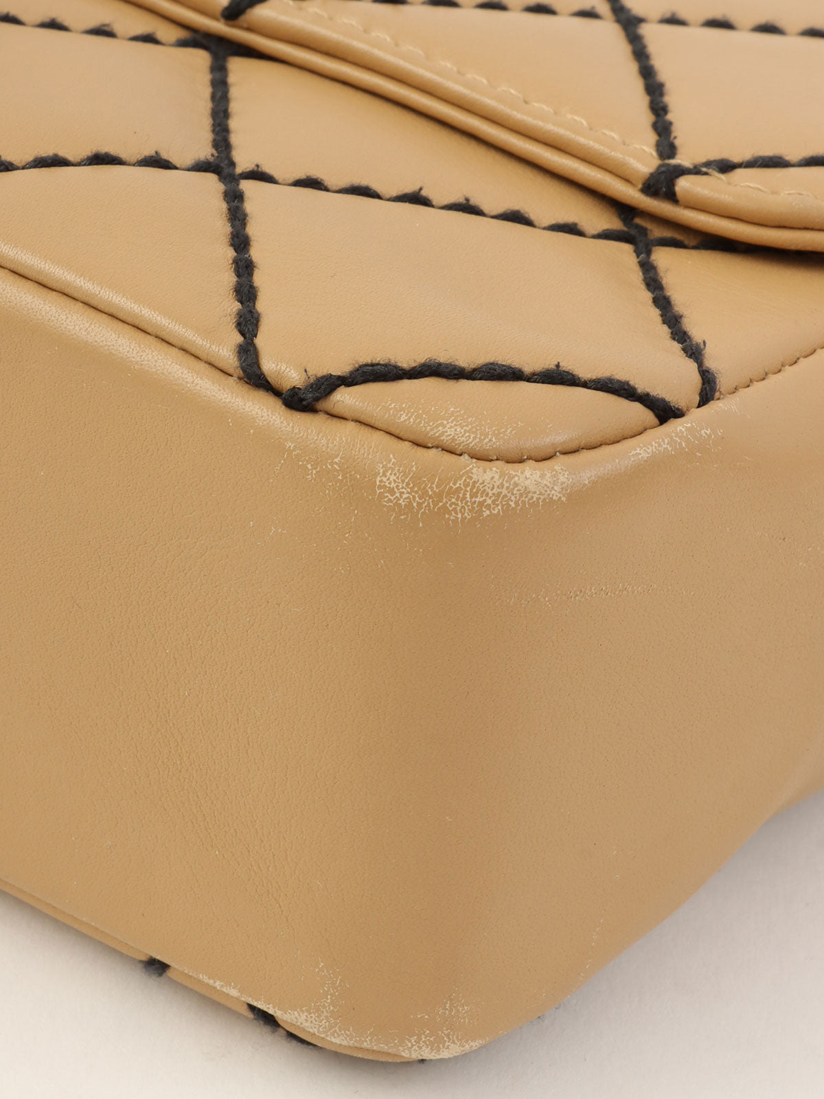 2000年頃製 ワイルドステッチCCターンロックチェーンショルダーバッグ ベージュ/ブラック