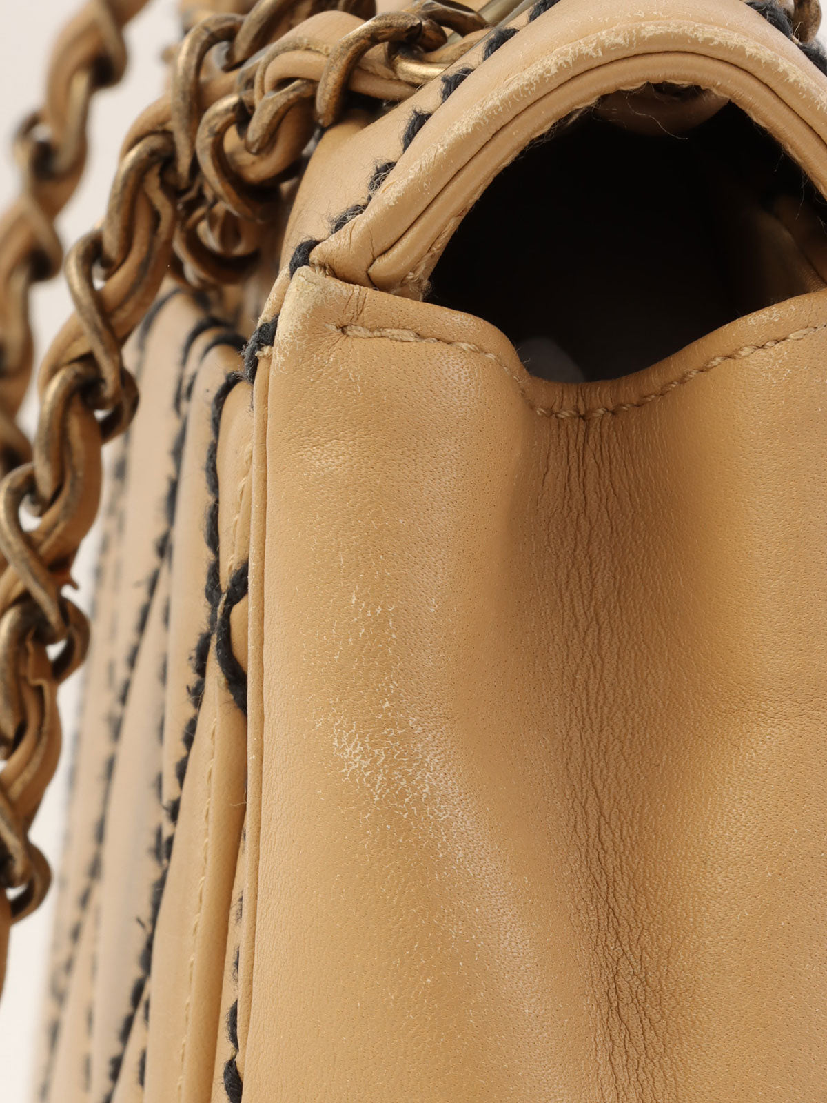 2000年頃製 ワイルドステッチCCターンロックチェーンショルダーバッグ ベージュ/ブラック