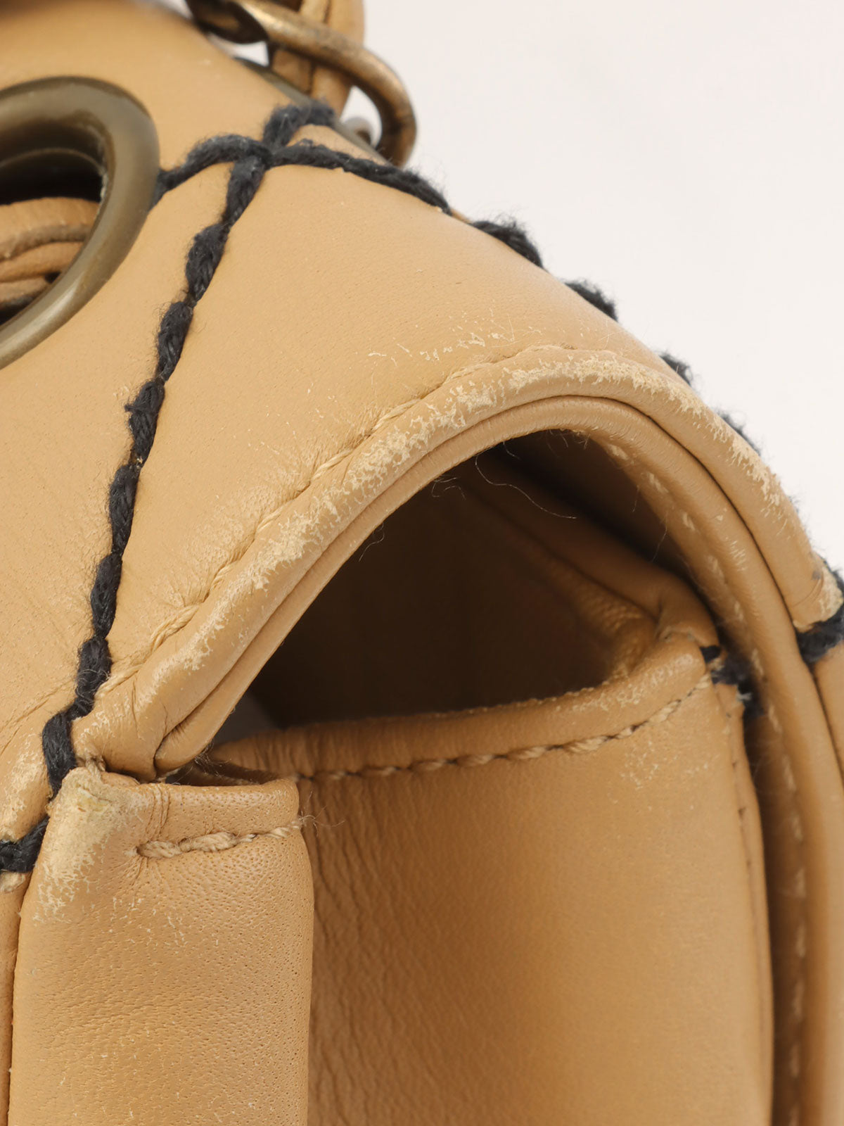 2000年頃製 ワイルドステッチCCターンロックチェーンショルダーバッグ ベージュ/ブラック