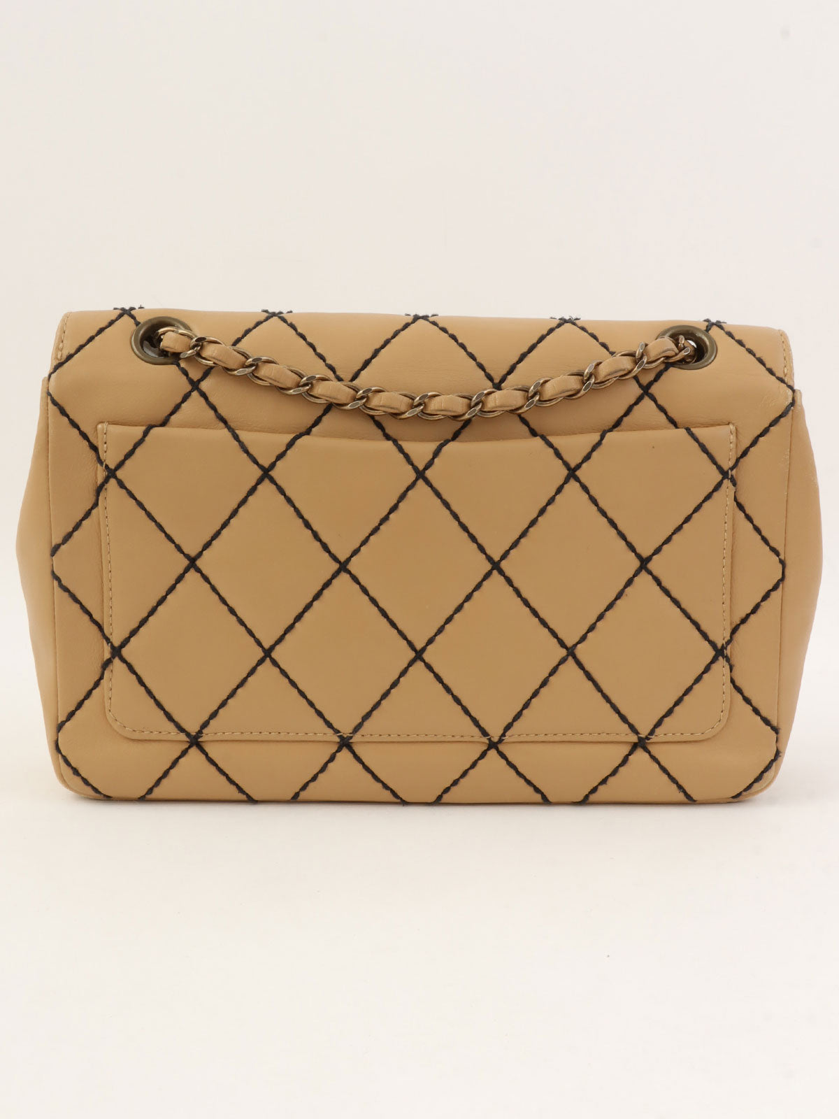 2000年頃製 ワイルドステッチCCターンロックチェーンショルダーバッグ ベージュ/ブラック