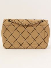 2000年頃製 ワイルドステッチCCターンロックチェーンショルダーバッグ ベージュ/ブラック