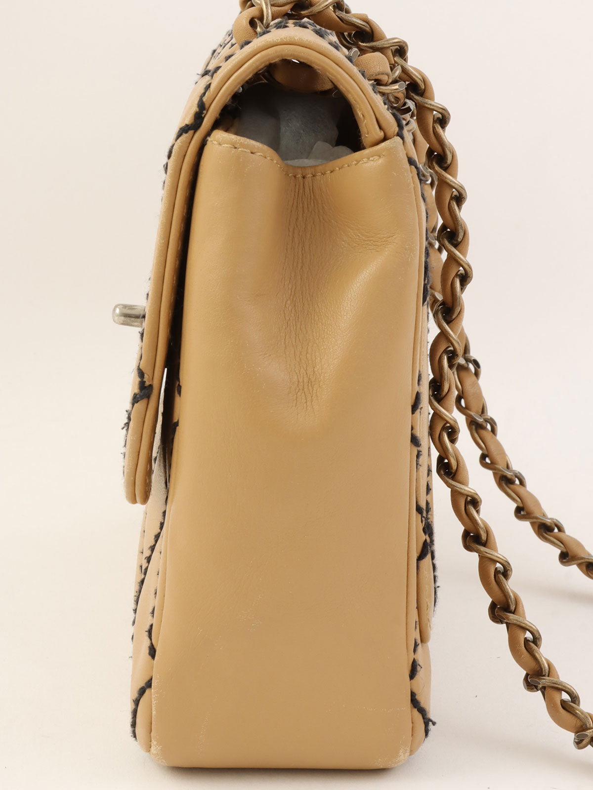 2000年頃製 ワイルドステッチCCターンロックチェーンショルダーバッグ ベージュ/ブラック