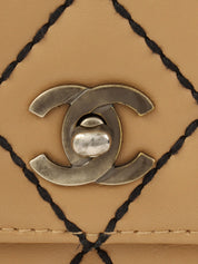 2000年頃製 ワイルドステッチCCターンロックチェーンショルダーバッグ ベージュ/ブラック