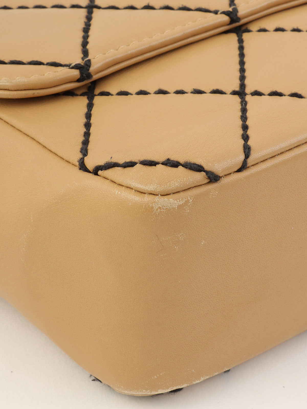 2000年頃製 ワイルドステッチCCターンロックチェーンショルダーバッグ ベージュ/ブラック