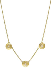 Pearl Round Logo Plate Necklace Gold