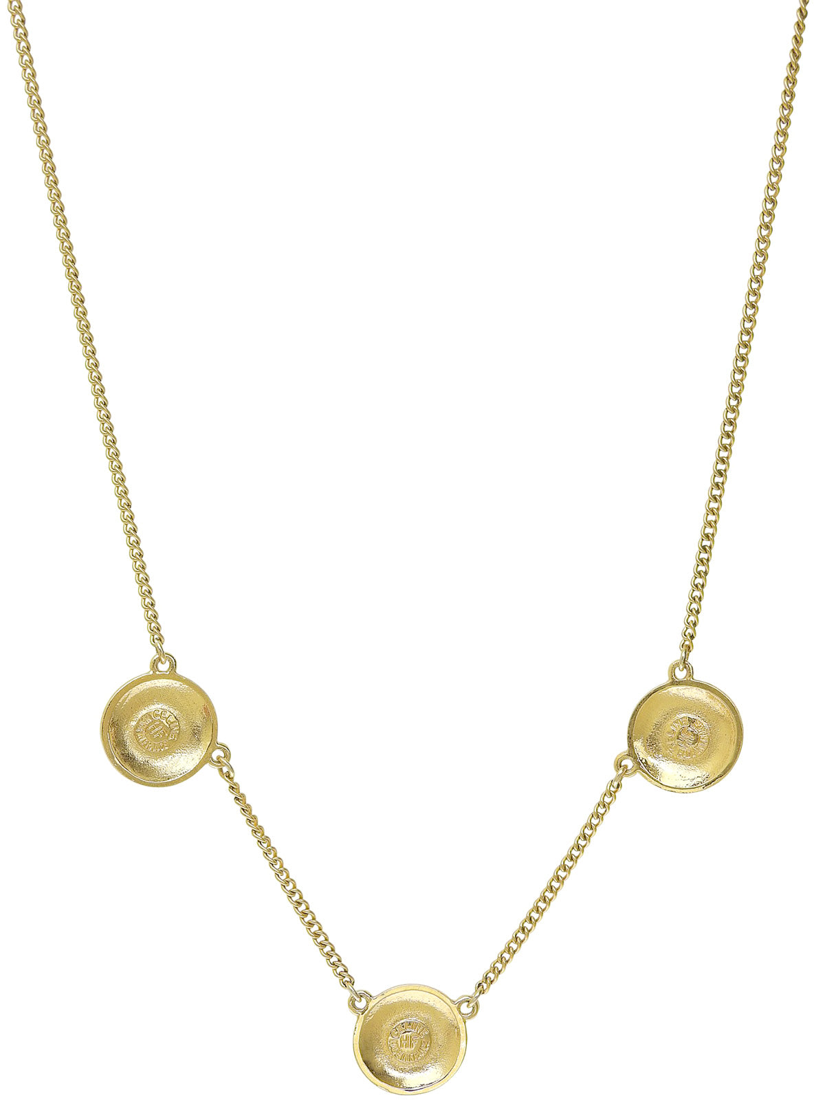 Pearl Round Logo Plate Necklace Gold