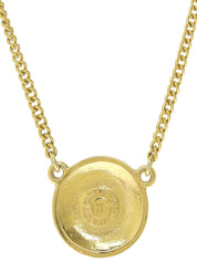 Pearl Round Logo Plate Necklace Gold