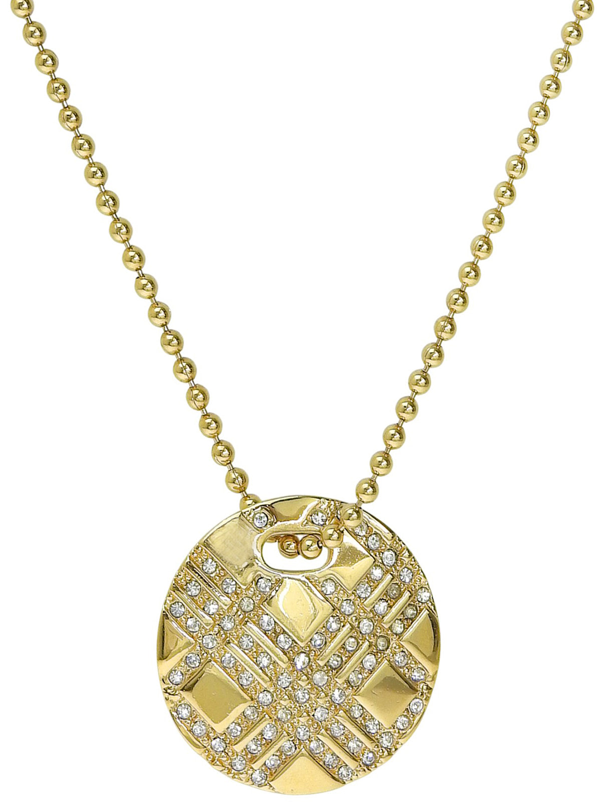 ラウンドチェックデザインネックレス ゴールド