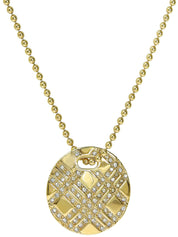 ラウンドチェックデザインネックレス ゴールド