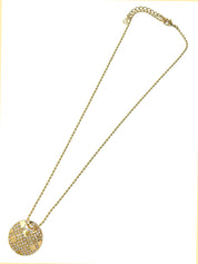 ラウンドチェックデザインネックレス ゴールド