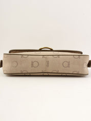 Gancini pattern shoulder bag in beige