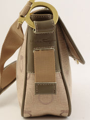 Gancini pattern shoulder bag in beige