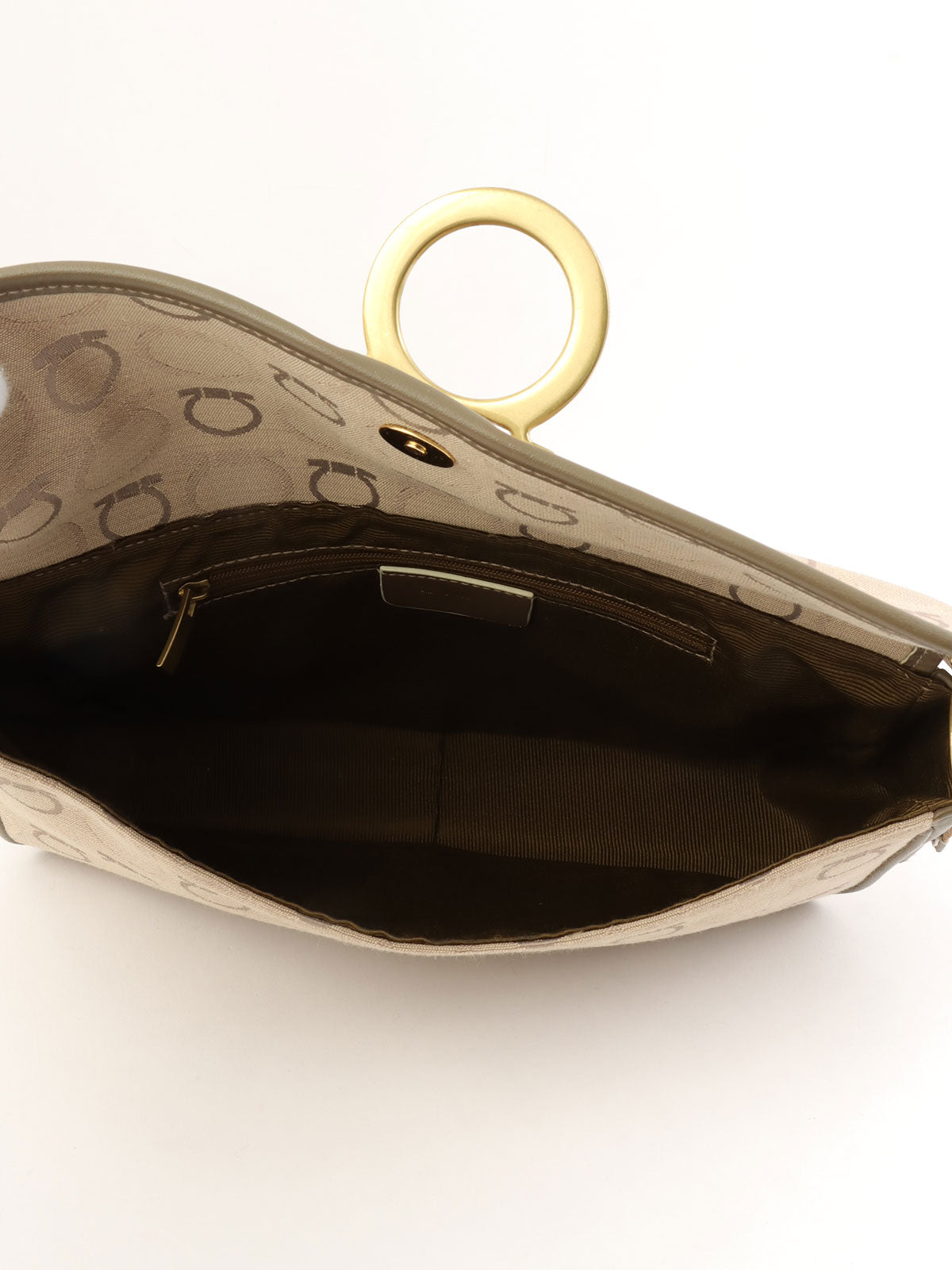 Gancini pattern shoulder bag in beige