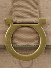 Gancini pattern shoulder bag in beige