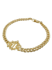 Emblem Plate Chain Bracelet Gold