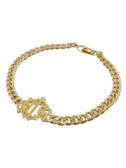 Emblem Plate Chain Bracelet Gold